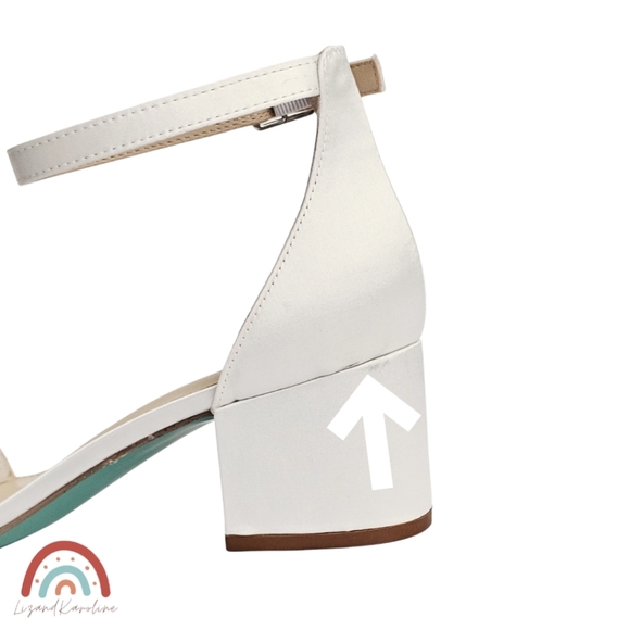 New! Betsey Johnson Mel Bridal Ivory Satin Rhinestone Cunky Block Heel Sandals - Picture 10 of 16